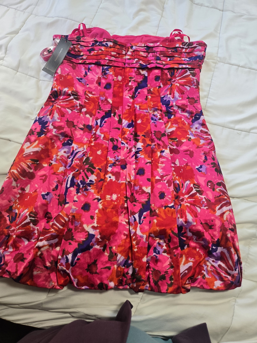 BCBGMaxAzria Hot Pink Floral Strapless Dress - Picture 4 of 14